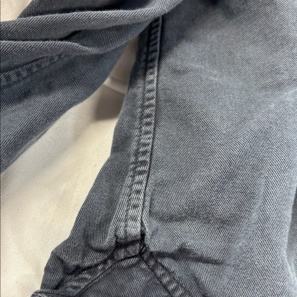 MOTHER Gray collard button down linnen blend long sleeve pocket shirt S - Picture 9 of 13